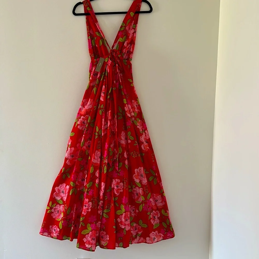 J.CREW Cotton voile rosette plunge maxi dress in peony vines - Picture 12 of 12